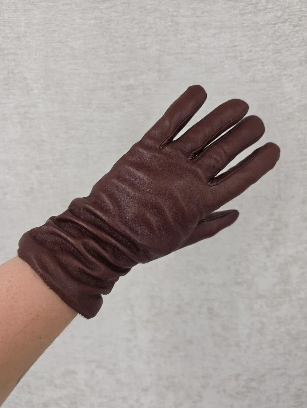 Preston & York Brown Leather Driving Gloves with Cashmere Lining